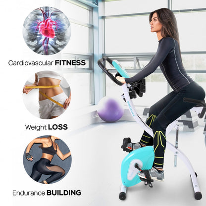 Folding Exercise Bike, Cardio Workout, 8 Resistance Levels, Pulse Monitor