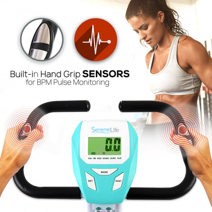 Folding Exercise Bike, Cardio Workout, 8 Resistance Levels, Pulse Monitor