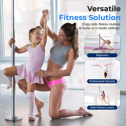 Adjustable Non-Slip Dancing Pole Set, Steel, Chrome Finish