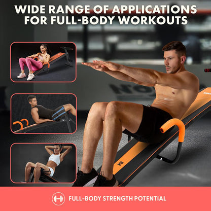 Decline Situp Bench for Abs, 5-Level Adjustable, Steel, Red