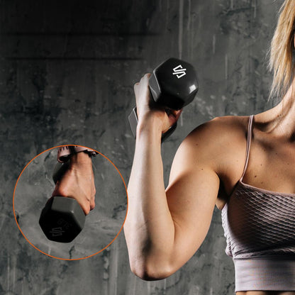 Dumbbell Set with Stand, 20lbs Neoprene Coated, Anti-Slip, Gray/Black/Orange