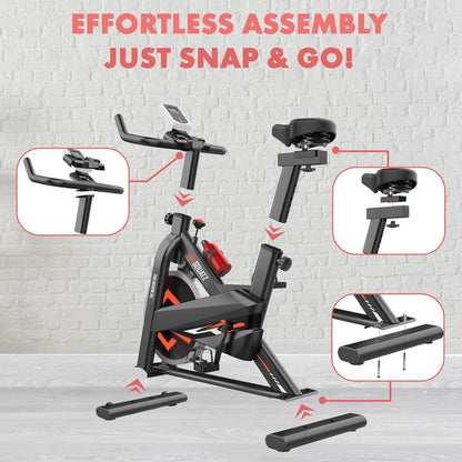 Stationary Cycling Bike - Fun Indoor Workout, 8 Resistance Levels, Steel Frame