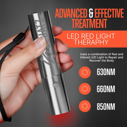 Red Light Therapy Wand, Deep Skin Penetration, Tri-Spectrum LED, Stainless Steel