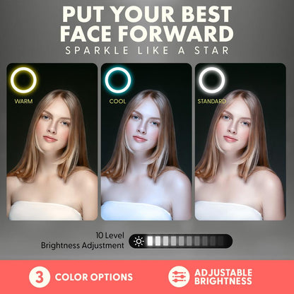11" LED Selfie Ring Light, Adjustable Tripod, 10-Level Brightness